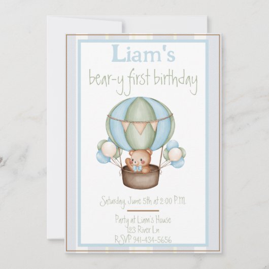 Bear-y-Geburtstag für Junge Einladung (Vorderseite)
