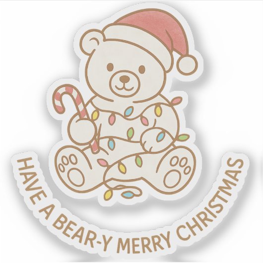 Bear y Merry Christmas Sticker (Vorderseite)