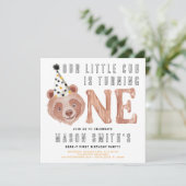 Bear-y-Niedliche "Party Animal" Einladung zum 1. G (Stehend Vorderseite)