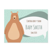 Bear-y Soon Baby Announcement Postcard