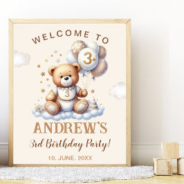 Bear-y Sweet 3rd Birthday – Nursery or Party Poster
