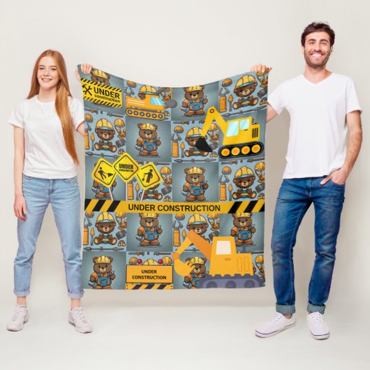 Bear Yellow Construction-Enthusiasten Fleecedecke (Beispiel)