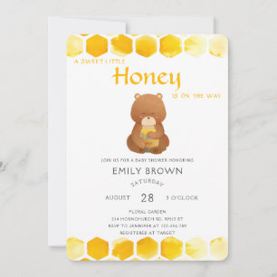 Bear Yellow Honey Baby Dusche Einladung