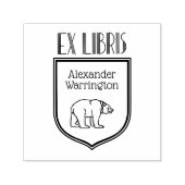 Bear Zeichnend Art Deco Wappen Ex Libris Buchname Permastempel (Design)