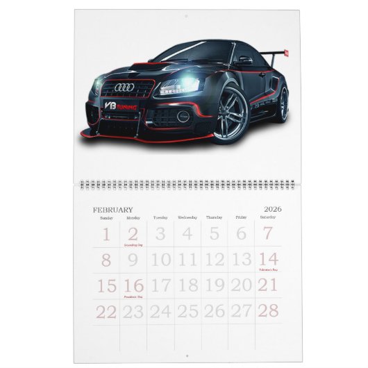 Bearbeitbar 20xx Auto-Kalender Kalender (Feb 2026)