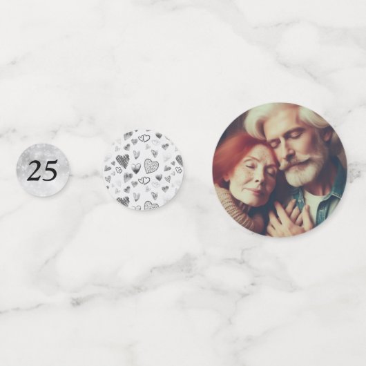Bearbeitbar 25. Silver Jubiläum Konfetti (Rückseiten)