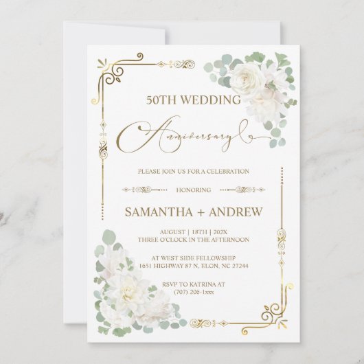 Bearbeitbar 50. Hochzeitstag Einladung (Vorderseite)