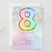 Bearbeitbar 8. Geburtstag Einladung Vorlage Regenb (Vorderseite)