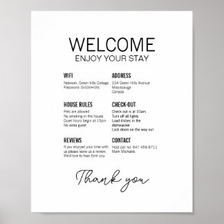 Bearbeitbar Airbnb Welcome poster