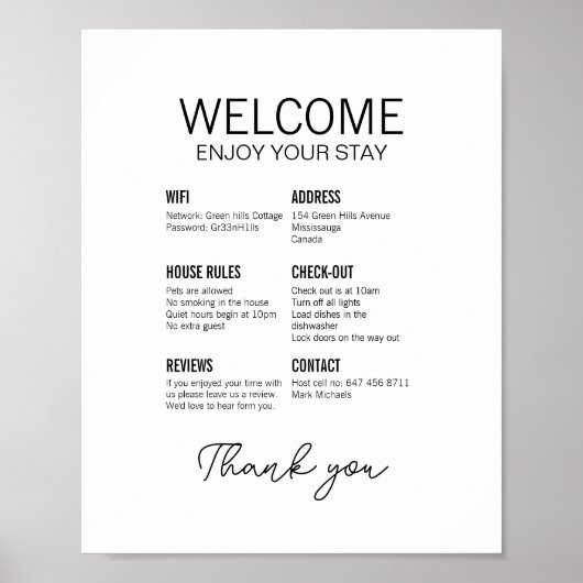 Bearbeitbar Airbnb Welcome poster (Vorne)