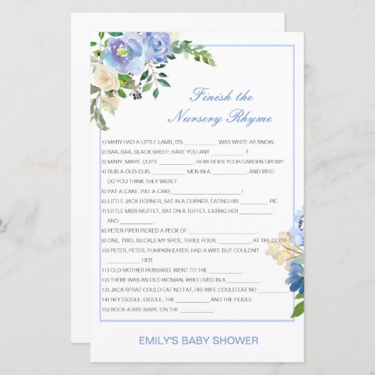 Bearbeitbar Beenden Sie das Kinderzimmer-Rhyme mit (Vorne/Hinten)