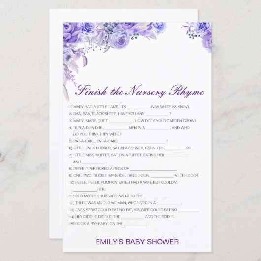 Bearbeitbar Beenden Sie das Kinderzimmer-Rhyme mit (Vorne/Hinten)