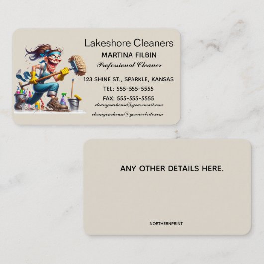 Bearbeitbar Beruflicher Reiniger Visitenkarte (Vorne/Hinten)