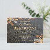 Bearbeitbar dunkelgrauer Stein Herbstleaves Frühst RSVP Karte (Stehend Vorderseite)