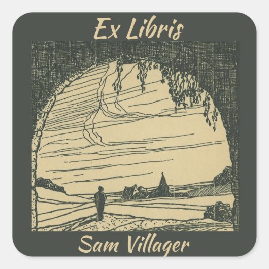 Bearbeitbar Ex Libris Man betritt das Village Buch Quadratischer Aufkleber (Vorderseite)