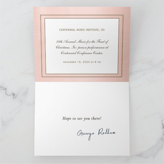 Bearbeitbar formales Schwarzes Gold Musiknote Gold Karte (Innenseite)