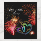 Bearbeitbar - glücklich immer nach mit Fireworks Weinetikett (Einzelnes Label)