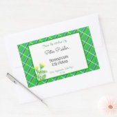 Bearbeitbar grüner Karierter Aufkleber mit Dill un (Umschlag)