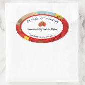 Bearbeitbar hausgemachte Retro Strawberry Jam oder Ovaler Aufkleber (Tasche)