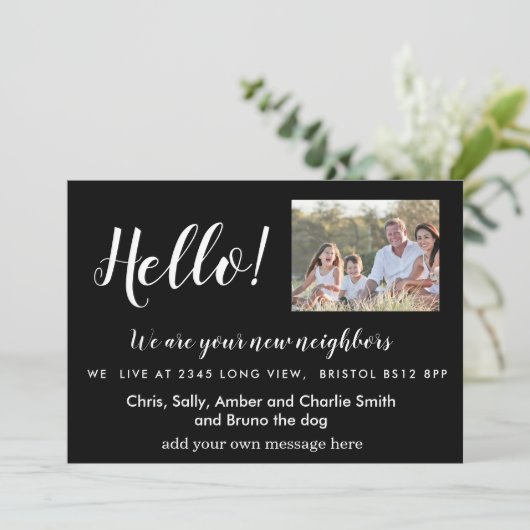 Bearbeitbar Hello Neighbour, New Address, Intro Einladung (Stehend Vorderseite)