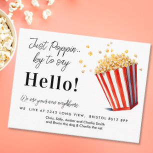 Bearbeitbar Hello Neighbour, New Address, Popcorn Ankündigungspostkarte