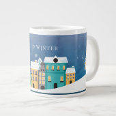 Bearbeitbar "Hello Winter" Nachtdorfszene Jumbo-Tasse (Vorderseite Rechts)