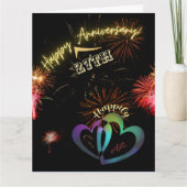 Bearbeitbar - Jubiläumsgratulation in Fireworks Karte (Vorderseite)