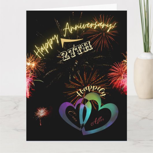 Bearbeitbar - Jubiläumsgratulation in Fireworks Karte (Vorderseite)