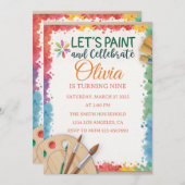 Bearbeitbar Lass uns malen und feiern Einladung (Vorne/Hinten)