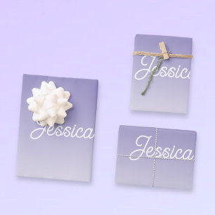 (Bearbeitbar) Lila FarbOmbre und Text Geschenkpapier Set