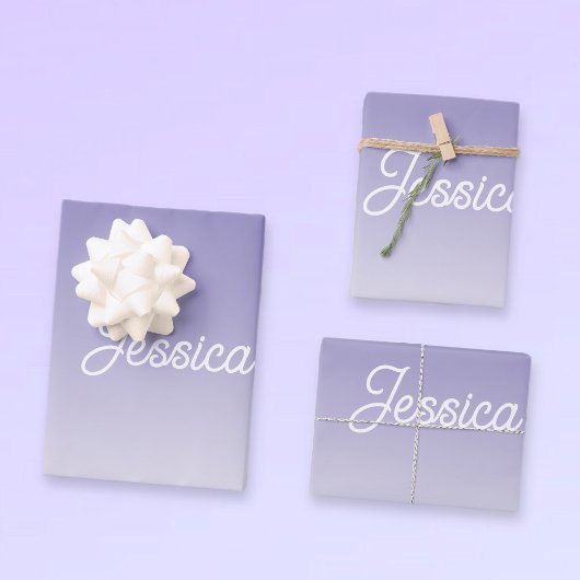 (Bearbeitbar) Lila FarbOmbre und Text Geschenkpapier Set