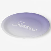 (Bearbeitbar) Lila FarbOmbre und Text Pappteller (Schrägansicht)