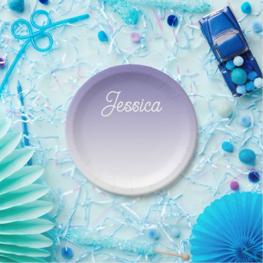 (Bearbeitbar) Lila FarbOmbre und Text Pappteller (Party)