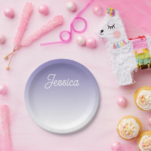 (Bearbeitbar) Lila FarbOmbre und Text Pappteller (Party)