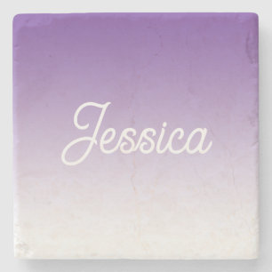 (Bearbeitbar) Lila Ombre & Ihr Text Steinuntersetzer