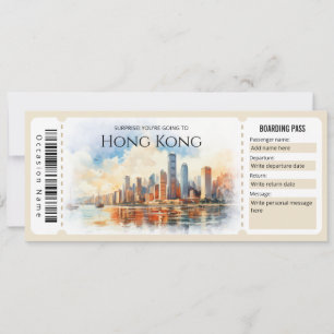 Bearbeitbar mit Hongkong Flugzeug Boarding Pass Ti Einladung