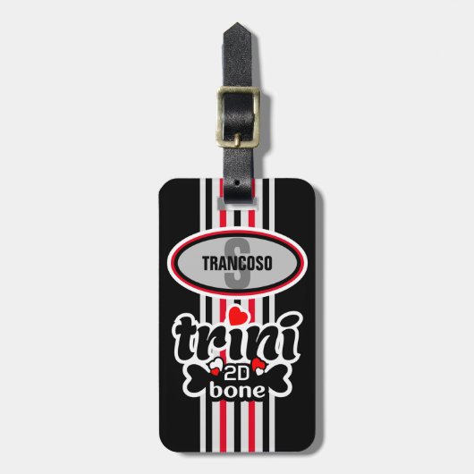 Bearbeitbar Monogram Initial Trini to de Bone Gepäckanhänger (Vorderseite vertikal)