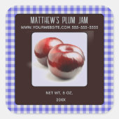 Bearbeitbar Plum Jam Quadratischer Aufkleber (Vorderseite)