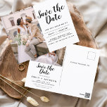 Bearbeitbar Save the Date Elegantes Minimalistisch Postkarte<br><div class="desc">Modernes und elegantes Minimalistisches Foto Save the Date Hochzeitspostkarte. Die Save the Date einladende Einladungskarte beinhaltet eine moderne,  handgeschriebene Schrifttypografie mit einem schicken und schlichten Design,  mit dem Sie Ihre individuelle Verlobung-Fotografie hinzufügen können.</div>