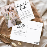 Bearbeitbar Save the Date Minimalistisches Skript  Postkarte<br><div class="desc">Moderne und elegante Minimalistische Postkarte Save the Date für Hochzeiten. Die Save the Date einladende Einladungskarte beinhaltet eine moderne,  handgeschriebene Schrifttypografie mit einem schicken und schlichten Design,  mit dem Sie Ihre individuelle Verlobung-Fotografie hinzufügen können.</div>