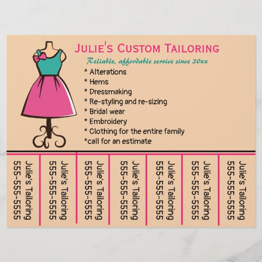 Bearbeitbar Seamstress Telefonnummer Flyer (Vorne)