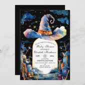 Bearbeitbar Simple Wizard Hat Baby Showdusche Einladung (Vorne/Hinten)