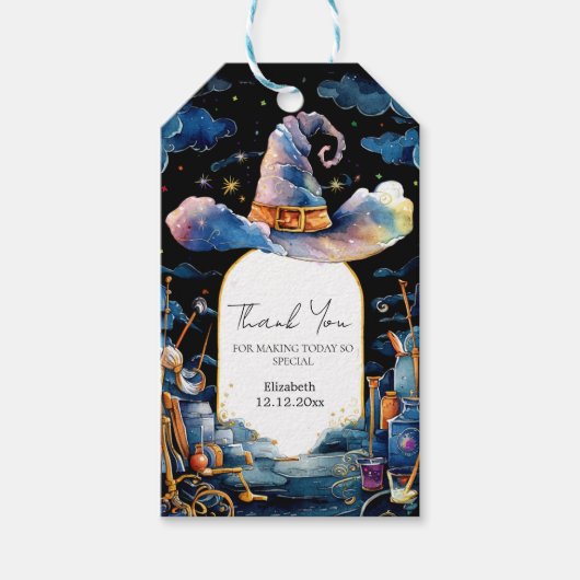 Bearbeitbar Simple Wizard Hat Baby Showdusche Geschenkanhänger (Vorderseite)