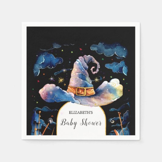 Bearbeitbar Simple Wizard Hat Baby Showdusche Serviette (Vorderseite)