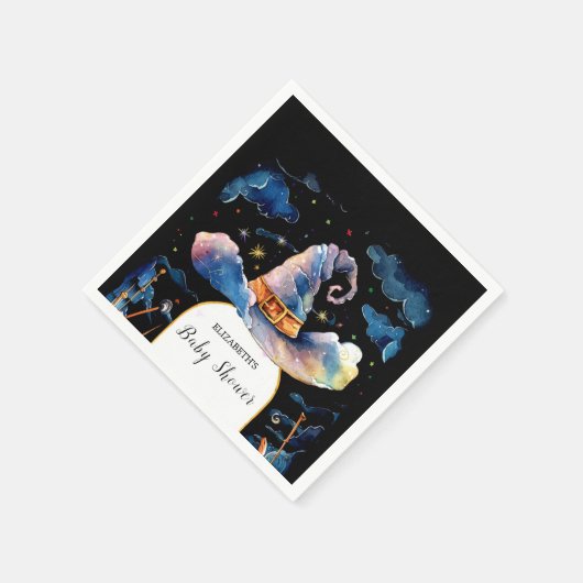 Bearbeitbar Simple Wizard Hat Baby Showdusche Serviette (Ecke)