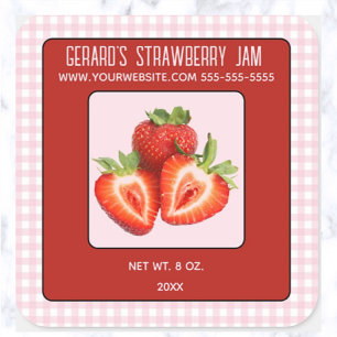 Bearbeitbar Strawberry Jam Square Sticker