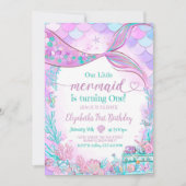 Bearbeitbar unsere kleine Meerjungfrau Lila Aquama Einladung (Vorderseite)
