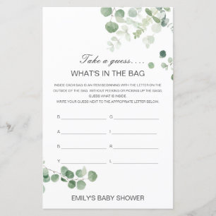 Bearbeitbar Was ist im Baby-Duschspiel der Bag?