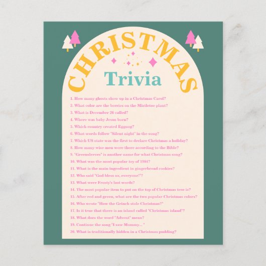 Bearbeitbar, Weihnachtstrivia, Weihnachtsspielkart (Vorderseite)