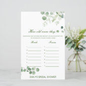 Bearbeitbar Wie alt waren sie? Brautparty Game (Stehend Vorderseite)